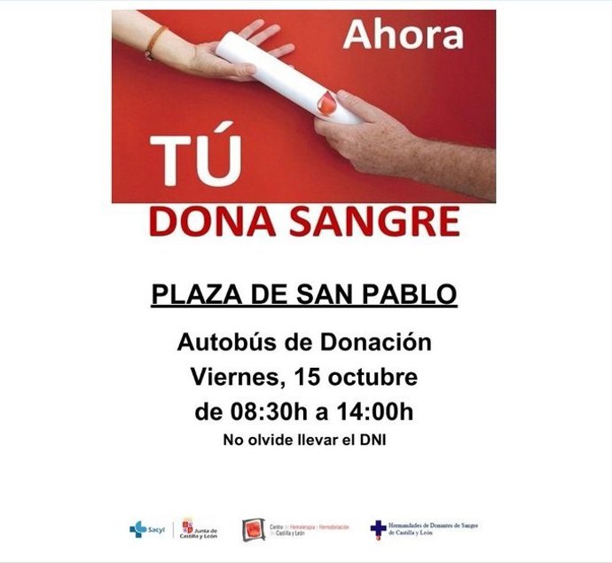 Mensaje informativo de la Policía de Valladolid para informar de la ubicación del punto de donación de sangre