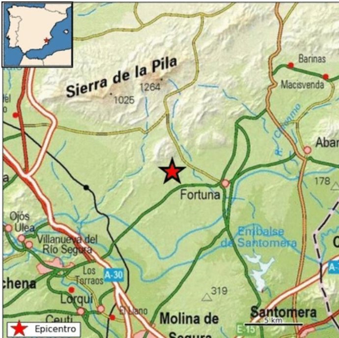 Lugar donde se ha registrado el terremoto