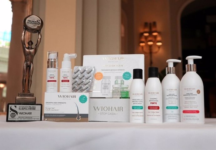 Los productos de Wiohair junto al premio "Bienestar y Belleza"