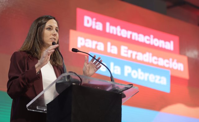 La ministra de Derechos Sociales y Agenda 2030, Ione Belarra, interviene en el Acto Conmemorativo con motivo del Día Internacional para la Erradicación de la Pobreza