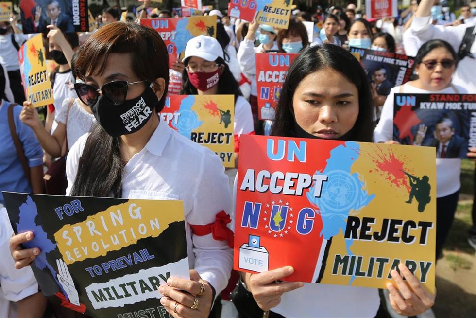 Archivo - Protestas contra la junta militar birmana en Londres