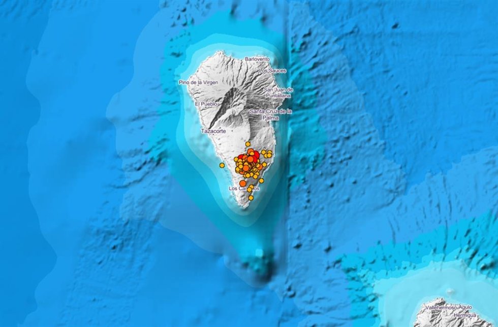 Localización de los terremotos de los últimos tres días