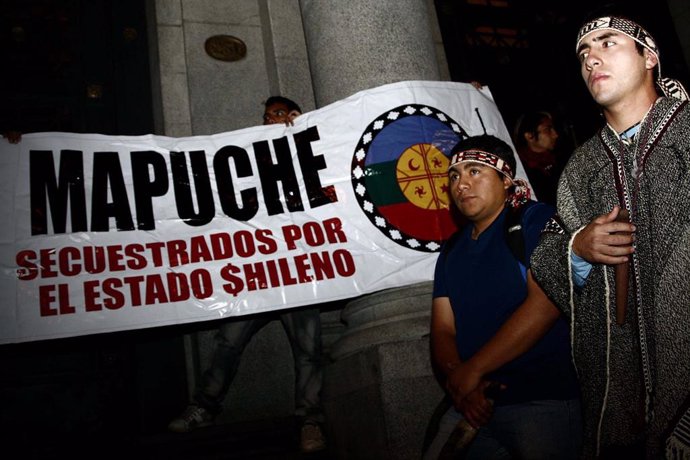 Archivo - Protesta mapuche en Chile