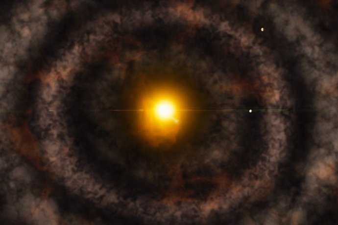 Esta imagen muestra la interpretación de un artista de un disco protoplanetario.