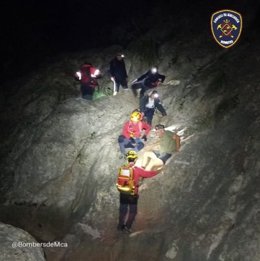 Momento del rescate de los cuatro excursionistas.