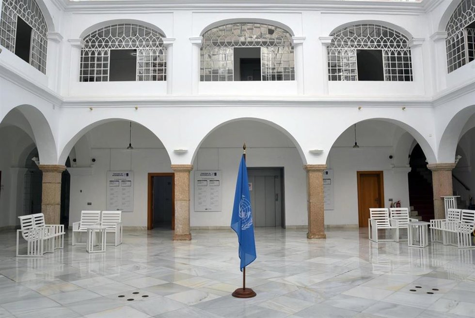 Bandera de la ONU en la Asamblea