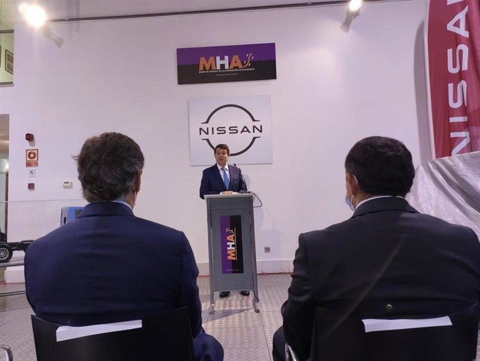 Fernández Mañueco en su intervención en el acuerdo entre Nissan y el Museo de Historia de la Automoción de Salamanca.