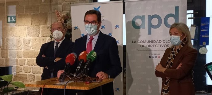 El presidente de la Confederación de Organizaciones Empresariales (CEO), Antonio Garamendi, durante un almuerzo empresarial en Burgos.