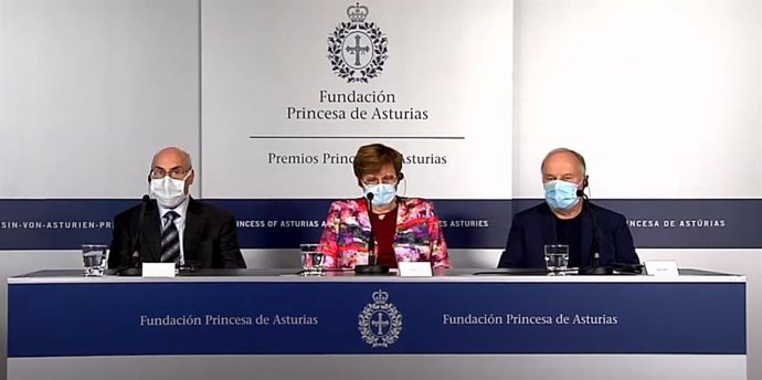 Los investigadores galardonados con el Premio Princesa de Asturias de Investigación Científica y Técnica 2021, Drew Weissman, Katalin Karikó y Philip Felgner.