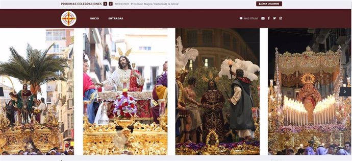 Página web de la Agrupación de Cofradías de Málaga donde se ponen a la venta las entradas para la procesión magna del día 30 de octubre