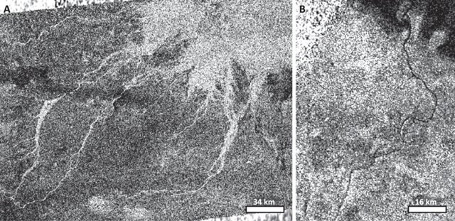 Aspecto de los ríos de metano de Titán
