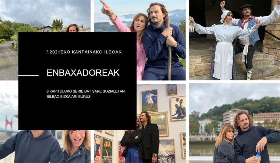 El actor y cantante Asier Etxeandia y la actriz Melani Olivares, embajadores de la campaña de Bilbao Bizkaia.
