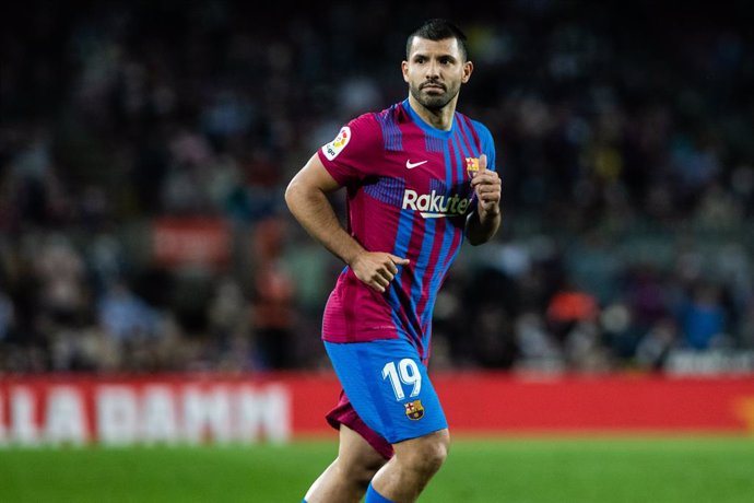 Sergio Aguero of FC Barcelona looks on during the spanish league, La Liga Santander, football match played between FC Barcelona and Valencia at Camp Nou stadium on October 17, 2021, in Barcelona, Spain.