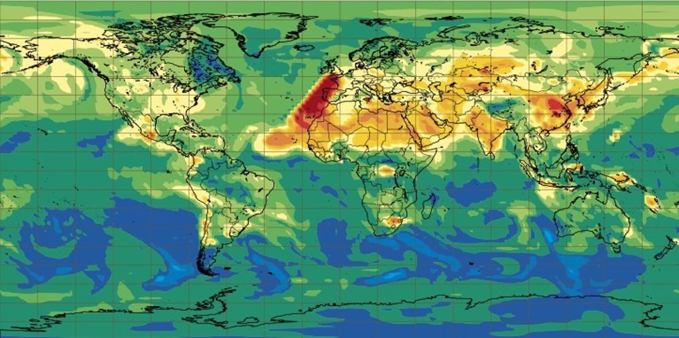 La columna de dióxido de azufre (SO2) procedente del volcán Cumbre Vieja en la isla de La Palma, en Canarias, sobre Galicia y Portugal