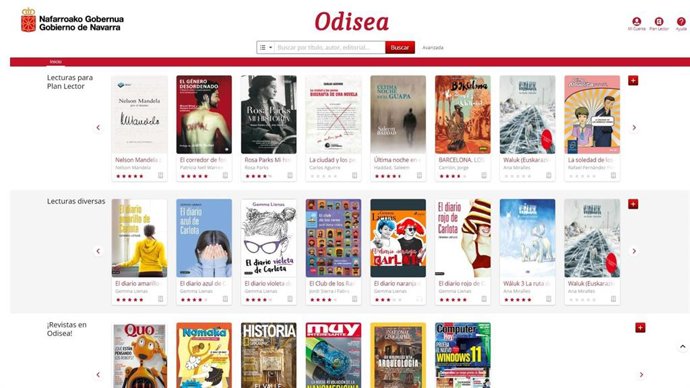 Captura del portal de la biblioteca digital 'Odisea'.