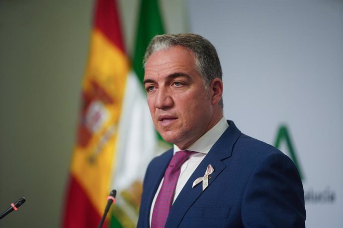 Rueda de prensa del consejero de la Presidencia, Administración Pública e Interior y portavoz del Gobierno andaluz, Elías Bendodo, tras la reunión semanal del Consejo de Gobierno, a 19 de octubre del 2020. En el Palacio de San Telmo, Sevilla (Andalucía)