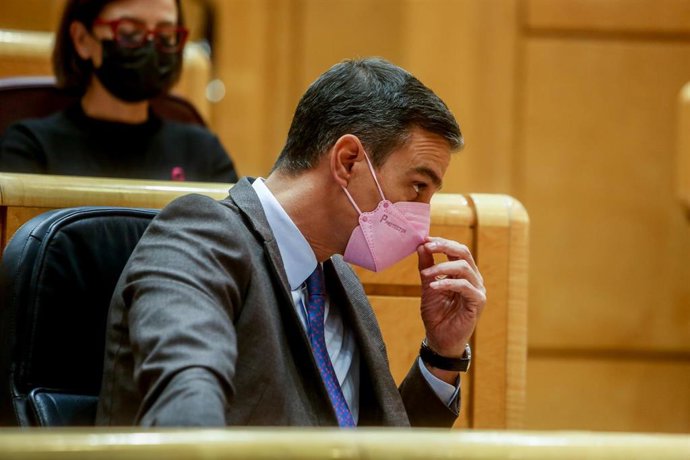 El presidente del Gobierno, Pedro Sánchez, durante una sesión de control al Gobierno en el Senado, a 19 de octubre de 2021