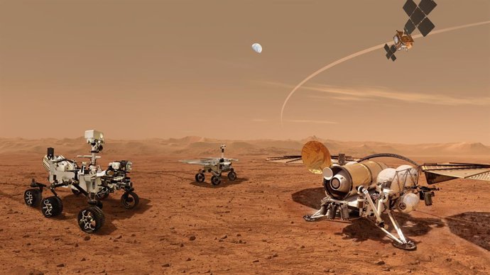 Conceptos de robots que sacarán en el futuro las muestras de Marte recogidas por el rover Perseverance