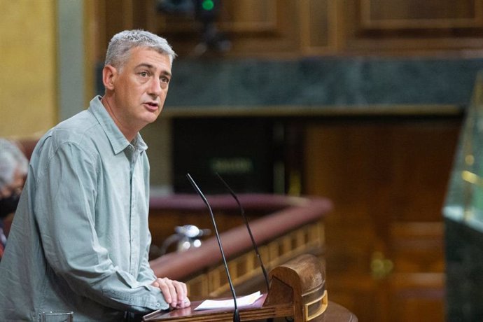 El portavoz económico de EH-Bildu en el Congreso, Oskar Matute, interviene en una sesión plenaria