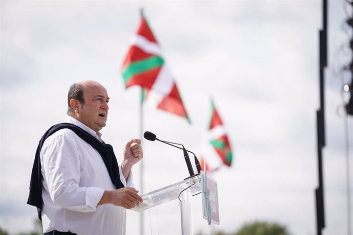 El presidente del EBB del PNV, Andoni Ortuzar, durante la celebración del Alderdi Eguna del PNV