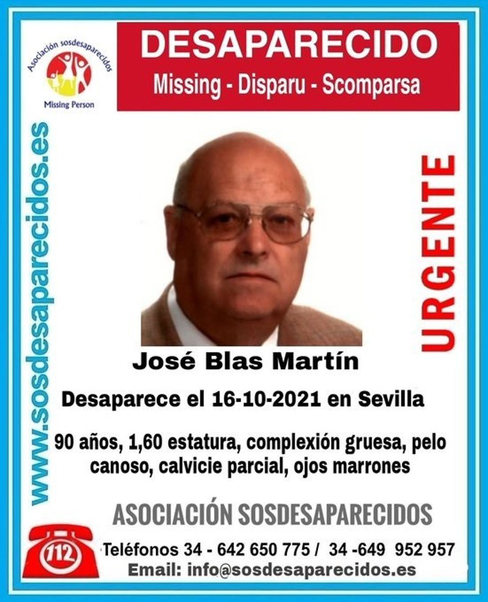 Cartel alertando de la desaparición de José Blas Martín