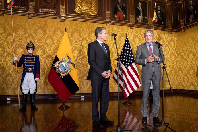 El secretario de Estado de EEUU, Antony Blinken, y el presidente de Ecuador, Guillermo Lasso, en Quito