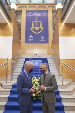 El presidente del TSJPV, Iñaki Subijana, juntos al Lehendakari, Iñigo Urkullu, en la apertura del año judicial, en el TSJPV en Bilbao
