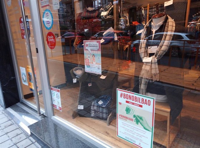 Archivo - Comercio adherido a la campaña 'Bono Bilbao'