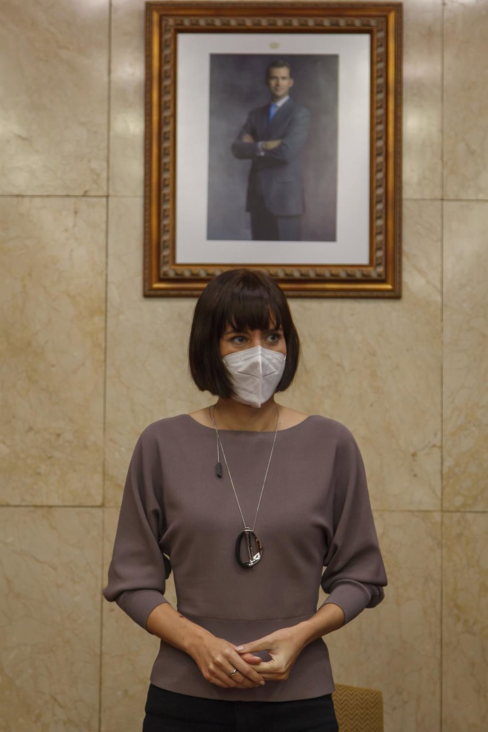La ministra de Ciencia e Innovación, Diana Morant, durante su visita a la isla de La Palma el 20 de octubre de 2021