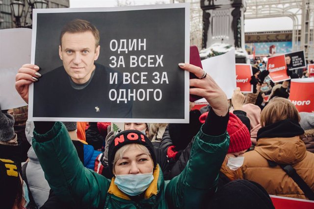 Archivo - Imagen de archivo de una protesta a favor de Navalni en Moscú.