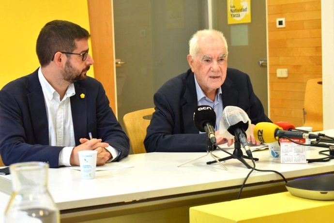 El concejal de ERC en Barcelona Jordi Castellana y el líder del grupo municipal, Ernest Maragall, en una rueda de prensa.