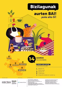 Cartel de la inicitiva 'Bizilagunak' de comidas interculturales en Álava