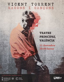 El músico valenciano Vicent Torrent vuelve a los escenarios el próximo 11 de diciembre para presentar 'Racons i canons', su espectáculo "más íntimo", en el Teatre Principal de Valncia.