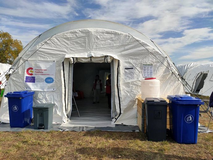Instalaciones del equipo START durante el simulacro realizado en Torrejón de Ardoz (Madrid)