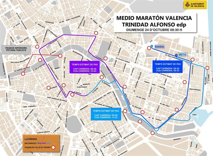 Recorrido de la medio maratón