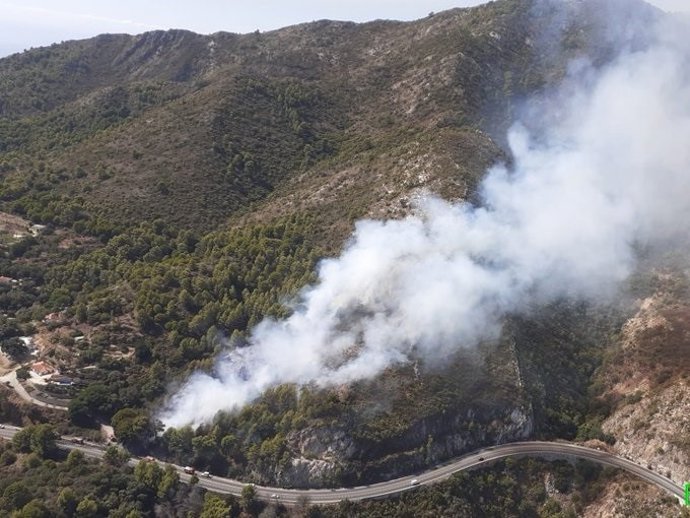 Fuego declarado en el paraje Tierra Blanca de Ojén