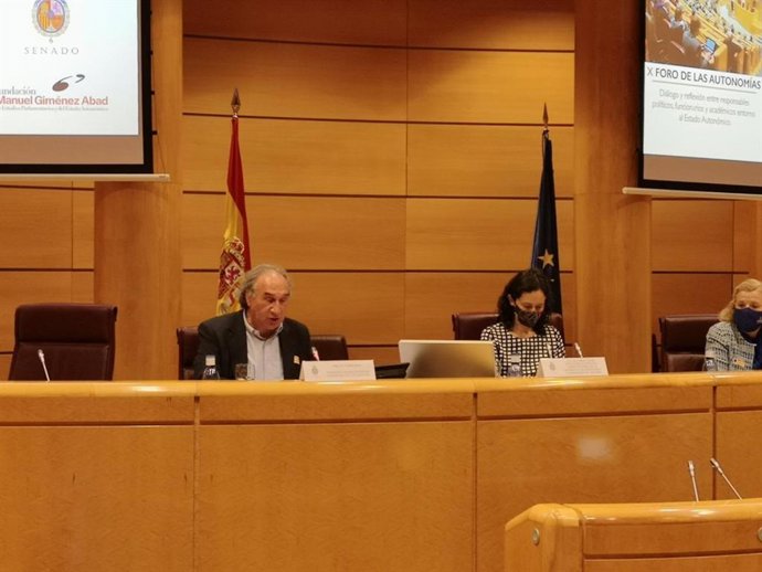 El Conseller de Educación y Formación Profesional, Martí March, durante su intervención en el X Foro de las Autonomías.