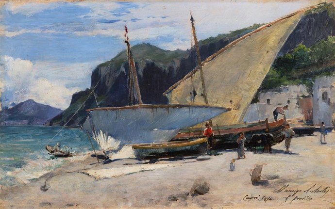 Archivo - Obra 'Marina de Capri', de Francisco Pradilla Ortiz.