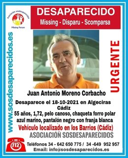 Cartel alertando de la desaparición de Juan Antonio Moreno Corbacho.