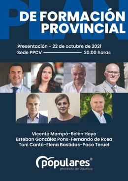 Cartel de los cursos de formación del PP de Valencia