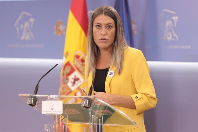 Archivo - La portavoz de Junts per Catalunya, Miriam Nogueras, interviene en una rueda de prensa anterior a una reunión de la Junta de Portavoces en el Congreso de los Diputados, a 22 de junio de 2021, en Madrid, (España).