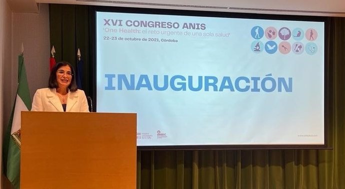 La ministra de Sanidad, Carolina Darias, durante la inauguración del Congreso Anual de la Asociación Nacional de Informadores de la Salud (ANIS), que se celebra hasta mañana en Córdoba. A 22 de octubre de 2021, en Córdoba (Andalucía).