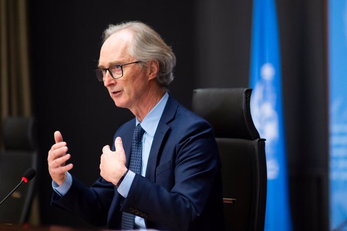 Archivo - HANDOUT - 04 December 2020, Switzerland, Geneva: United Nations Special Envoy for Syria Geir Otto Pedersen briefs the press on the last day of the fourth round of the Syrian Constitutional Committee. Photo: Violaine Martin/UN Geneva/dpa - ATTE