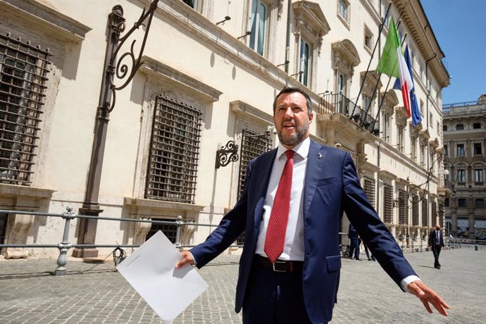 Archivo - 14 July 2021, Italy, Rome: Lega Nord leader Matteo Salvini leaves the Chigi Palace after a meeting with Italian Prime Minister Mario Draghi. Photo: Mauro Scrobogna/LaPresse via ZUMA Press/dpa