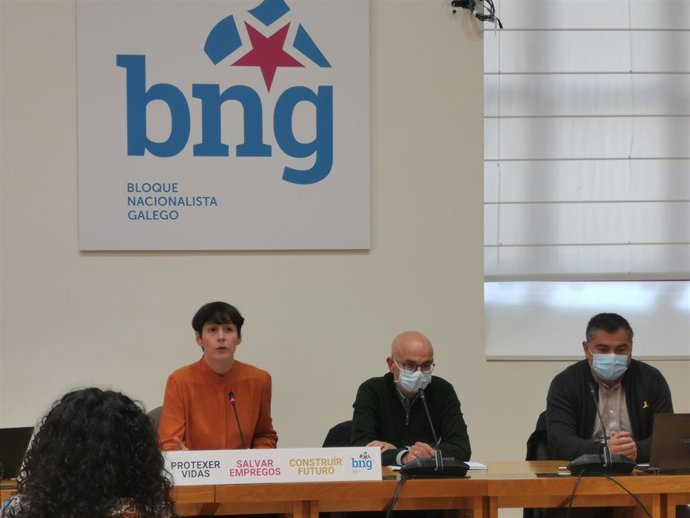 La portavoz nacional del BNG, Ana Pontón, en unas jornadas del Bloque sobre energía en el Parlamento gallego.