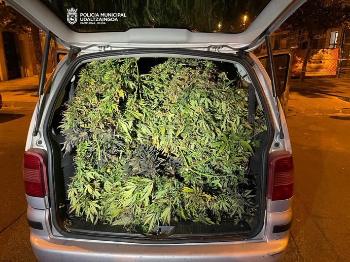 El vehículo repleto de marihuana.