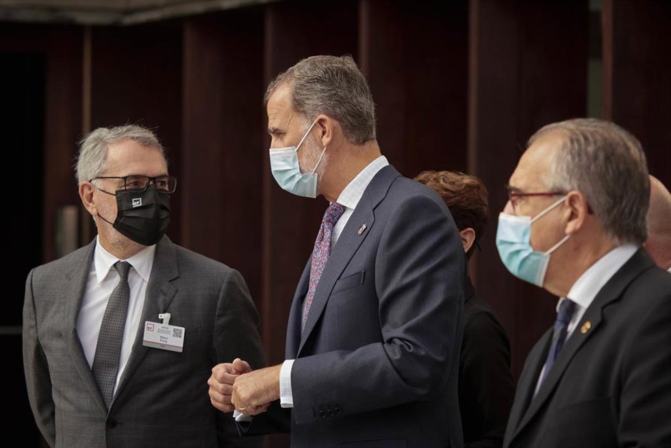El Rey Felipe VI, a su llegada a la apertura del XXIV Congreso Nacional de la Empresa Familiar en Pamplona.