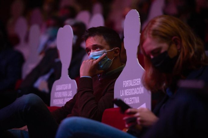 El líder de Más País, Íñigo Errejón, en la inauguración del 12 Congreso Confederal de CCOO, en el Hotel Marriott Auditorium, a 21 de octubre de 2021, en Madrid (España). 