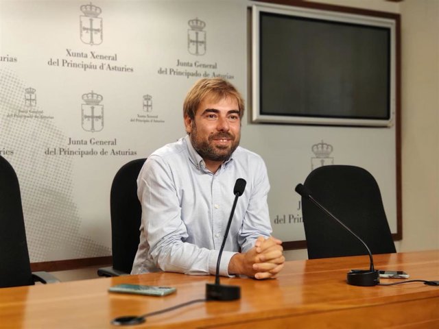 El portavoz de Podemos, Daniel Ripa, en rueda de prensa.