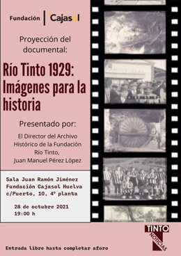 La Fundación Cajasol acoge la proyeccóión del documental 'Riotinto 1929, imágenes para la historia'.